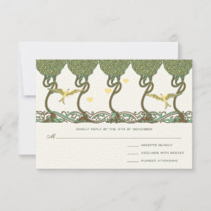 Cartes d'invitation de mariage vintage oiseaux Art