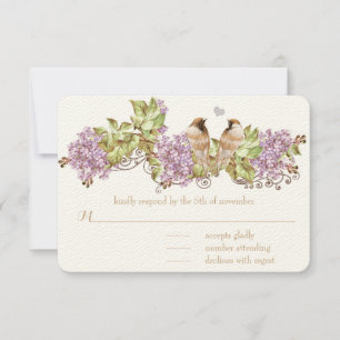 Cartes d'invitation de mariage vintage oiseaux lil