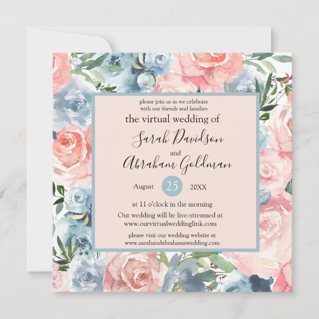 Cartes d'invitation de mariage virtuelles - Floral (Devant)