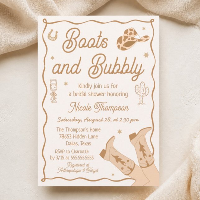 Cartes d'invitation de mariage western Boots and B (Créateur téléchargé)