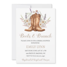 Cartes d'invitation de mariage western Boots and B
