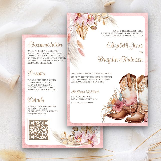 Cartes d'invitation de mariage western Bottes de c (Créateur téléchargé)