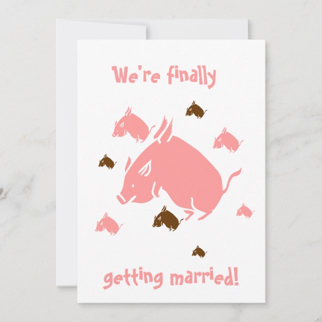 Cartes d'invitation de mariages de cochons volants (Devant)