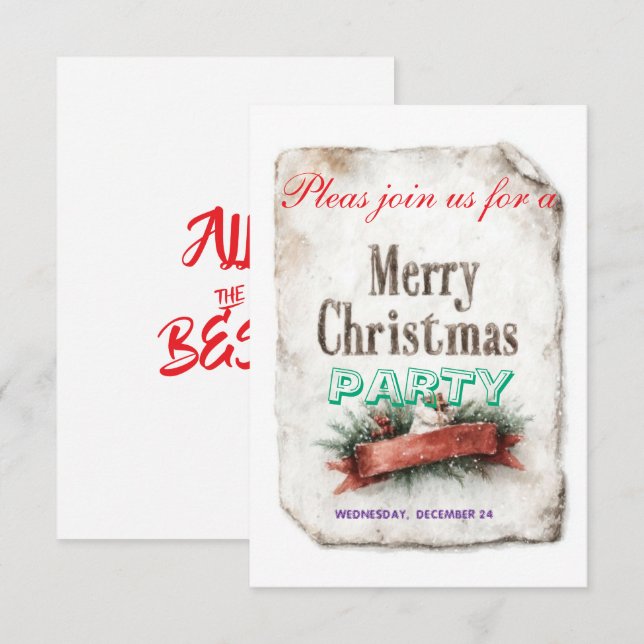 cartes d'invitation de Noël (Devant / Derrière)