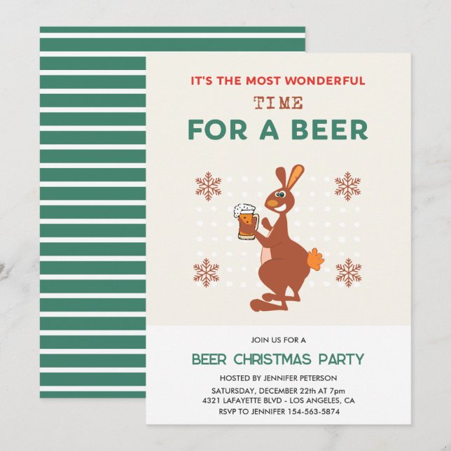 Cartes d'invitation de Noël à propos de bière avec (Devant / Derrière)
