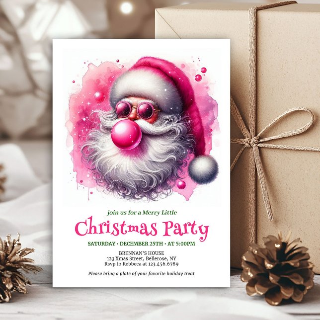 Cartes d'invitation de Noël drôles de lunettes de  (Printable Funny Santa Sunglasses Christmas Invitation

)