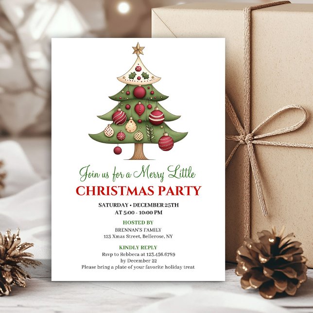 Cartes d'invitation de Noël élégantes conçues pour (Elegant designer Christmas tree Christmas gathering)