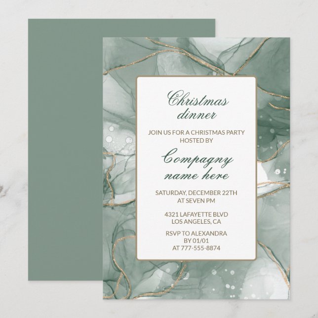 Cartes d'invitation de Noël élégantes pour le dîne (Devant / Derrière)