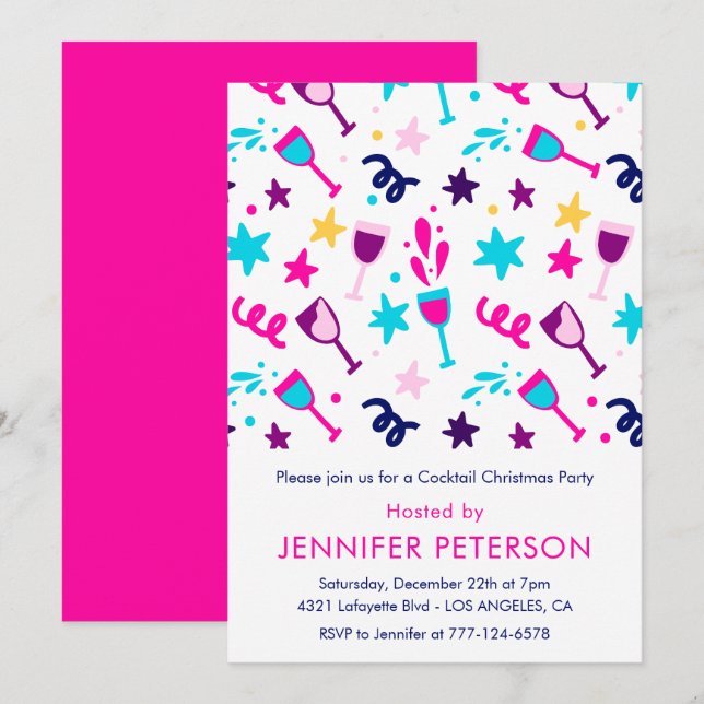 Cartes d'invitation de Noël pour cocktail Moderne  (Devant / Derrière)