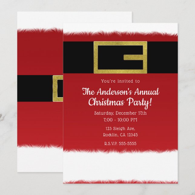 Cartes d'invitation de Noël pour les fêtes avec le (Devant / Derrière)