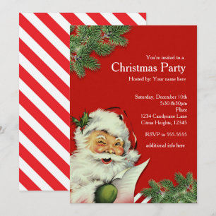 Cartes d'invitation de Noël rouges du Père Noël vi