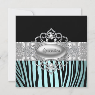 Cartes d'invitation de Quinceanera bleu sarcelle z