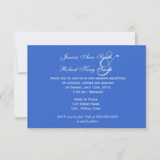 Cartes d'invitation de réception de mariage à fleu (Devant)
