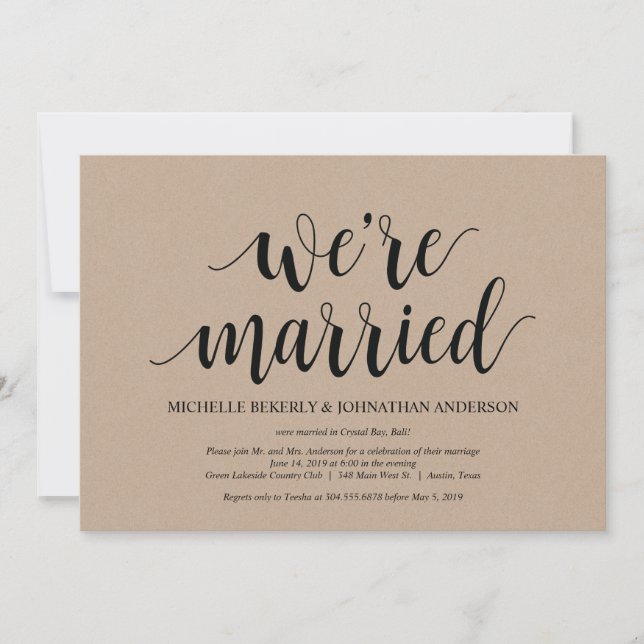Cartes d'invitation de réception de mariage en elo (Devant)