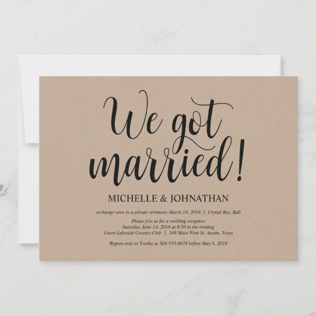 Cartes d'invitation de réception de mariage en elo (Devant)