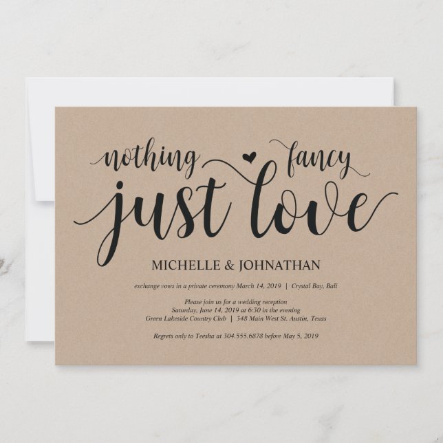 Cartes d'invitation de réception de mariage en fui (Devant)