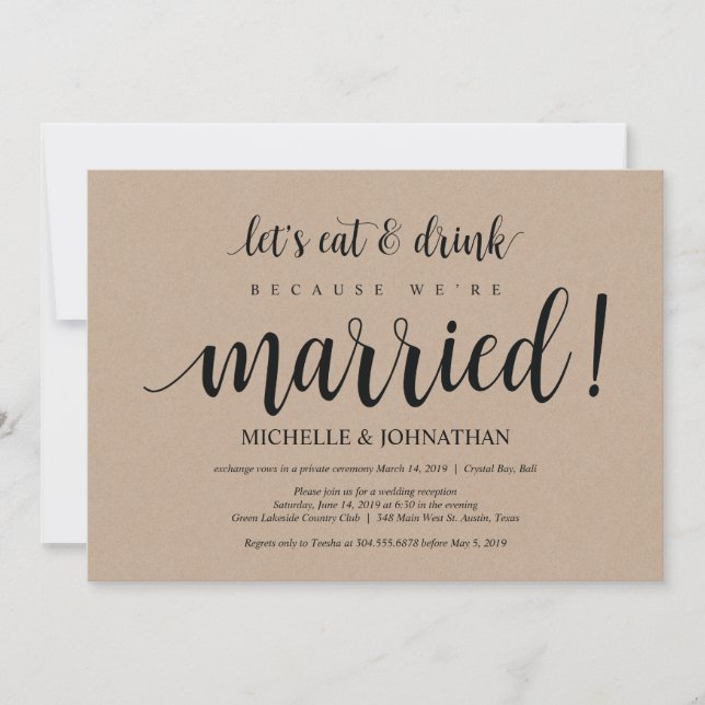 Cartes d'invitation de réception de mariage en fui (Devant)