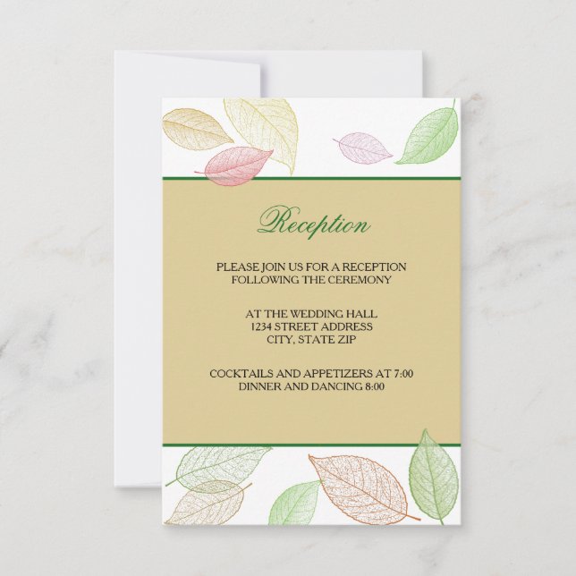 Cartes d'invitation de réception - Feuilles d'auto (Devant)
