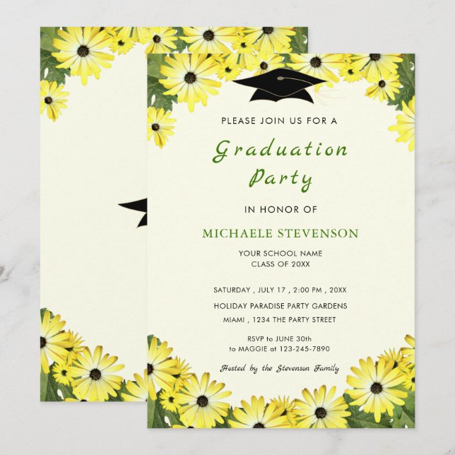 Cartes d'invitation de remise de diplômes avec cad (Devant / Derrière)