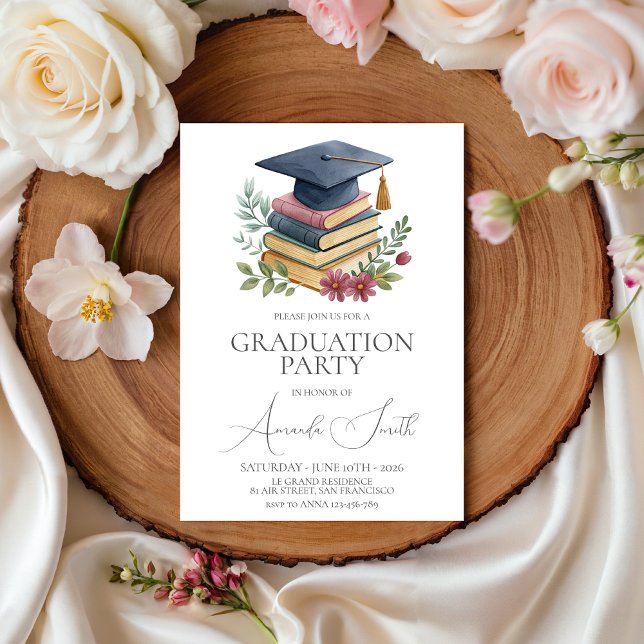 Cartes d'invitation de remise de diplômes Livres a (Créateur téléchargé)