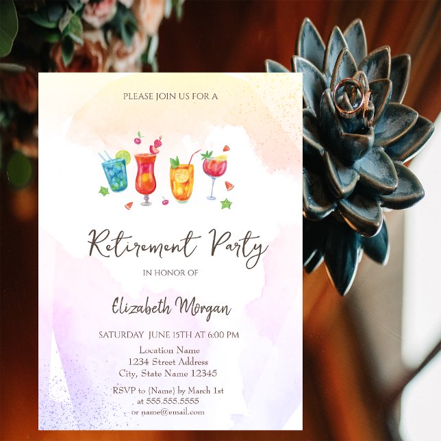 Cartes d'invitation de retraite avec cocktails aux (Créateur téléchargé)