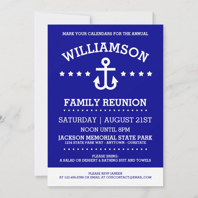 Cartes d'invitation de réunion de famille sur le t (Devant)