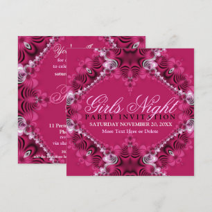 Cartes d'invitation de soirée d'anniversaire rose 