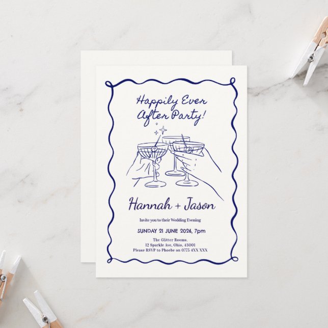 Cartes d'invitation de soirée de mariage amusantes (Devant/Arrière en situation)