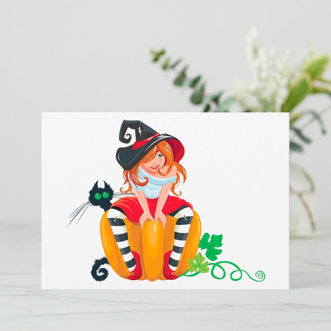 Cartes d'invitation de sorcière d'Halloween mignon (Créateur téléchargé)