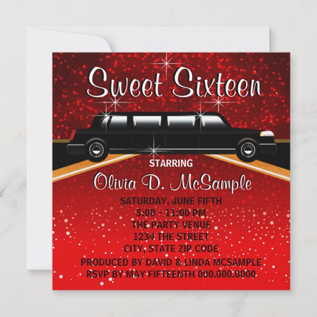 Cartes d'invitation de star de cinéma sur tapis ro (Devant)