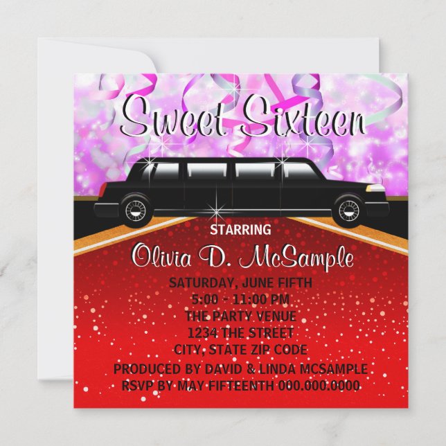 Cartes d'invitation de star de cinéma sur tapis ro (Devant)