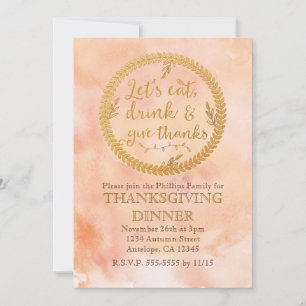 Cartes d'invitation de Thanksgiving Manger Boire R