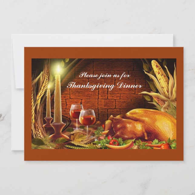 Cartes d'invitation de Thanksgiving pour dîner de  (Devant)