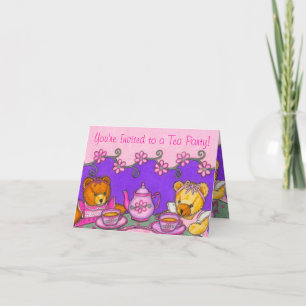 Cartes d'invitation de thé d'ours de nounours