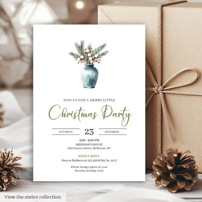 Cartes d'invitation de vacances minimalistes bohèm (Minimalist Bohemian Earthy Neutral Holiday Invitation)