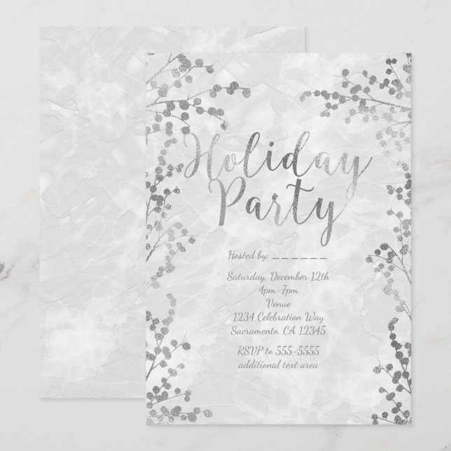 Cartes d'invitation d'hiver pour la fête de fin d' (Devant / Derrière)