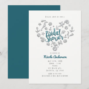 Cartes d'invitation Diamant Cœur Glamour Plage pou