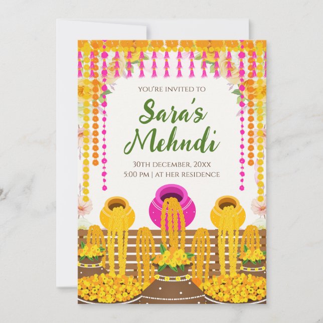 Cartes d'invitation Digital Henna Party & invitati (Devant)