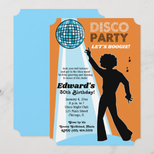 Cartes d'invitation disco pour anniversaire d'adul