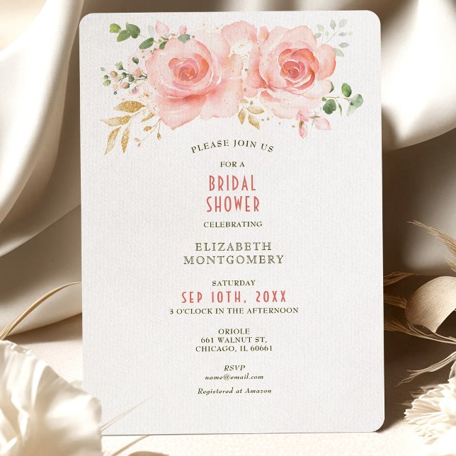 Cartes d'invitation dorées et roses pour une garde (Créateur téléchargé)