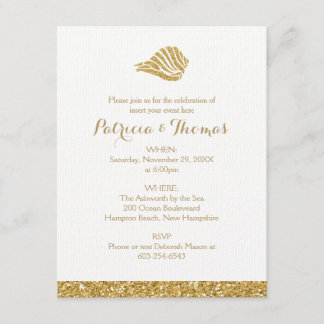 Cartes d'invitation dorées scintillantes | Coquill