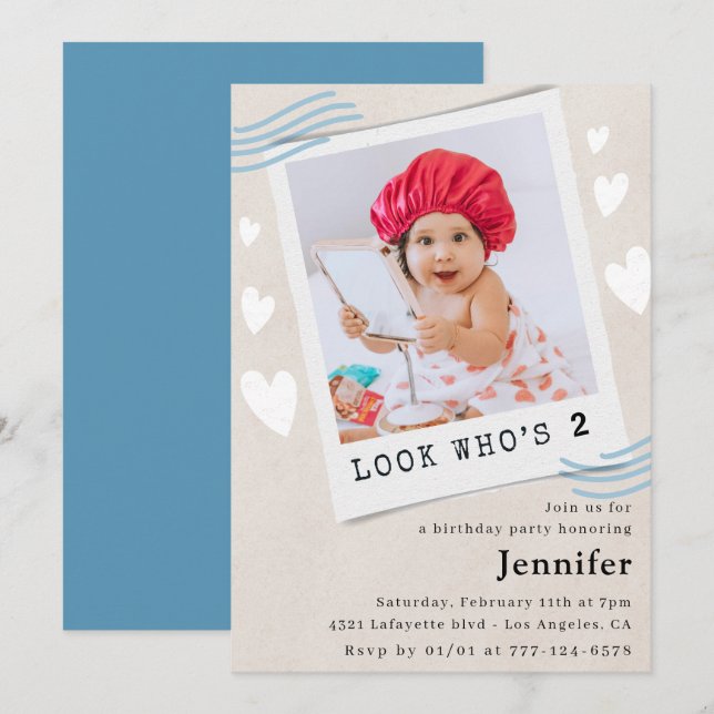 Cartes d'invitation drôle pour un 2ème anniversair (Devant / Derrière)