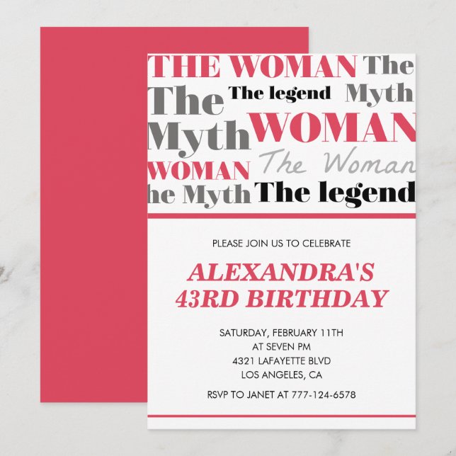 Cartes d'invitation drôles pour 43ème anniversaire (Devant / Derrière)