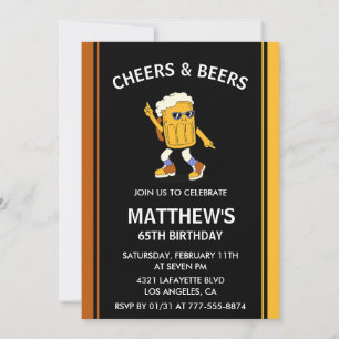 Cartes d'invitation drôles pour 65 ans Fête et Biè