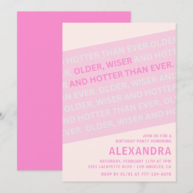 Cartes d'invitation drôles pour 66e anniversaire P (Devant / Derrière)