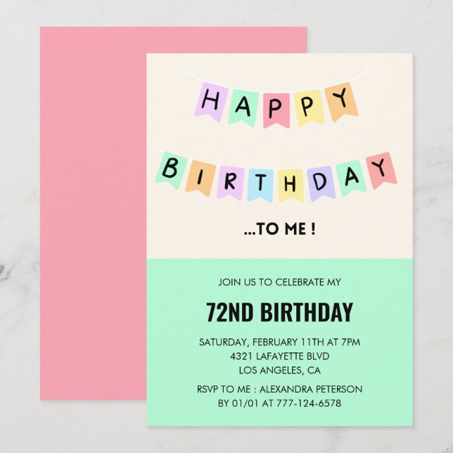 Cartes d'invitation drôles pour 72 ans Joyeux Anni (Devant / Derrière)