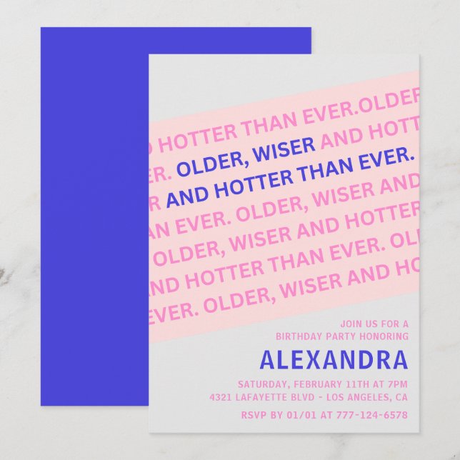 Cartes d'invitation drôles pour 95e anniversaire P (Devant / Derrière)