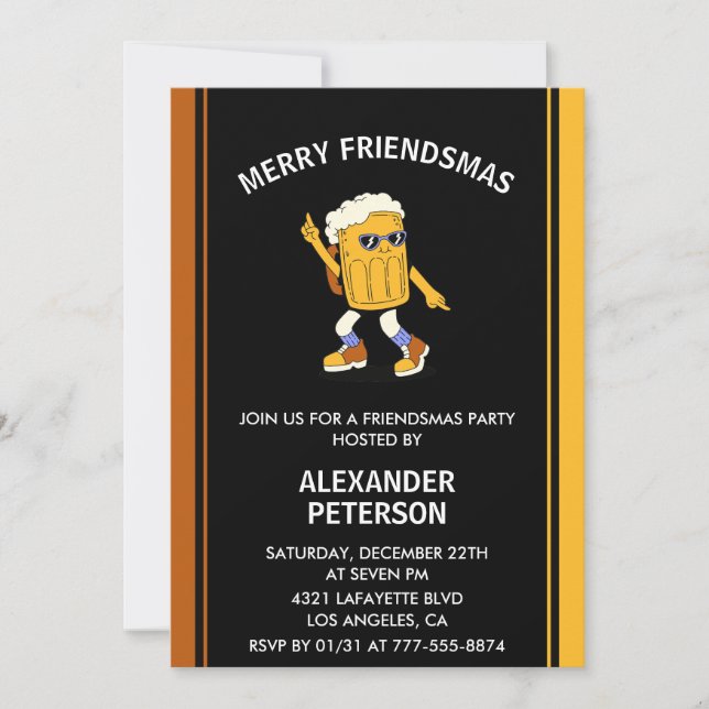 Cartes d'invitation drôles pour Friendsmas Bière (Devant)