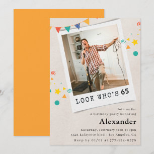 Cartes d'invitation drôles pour les 65 ans Hommes 