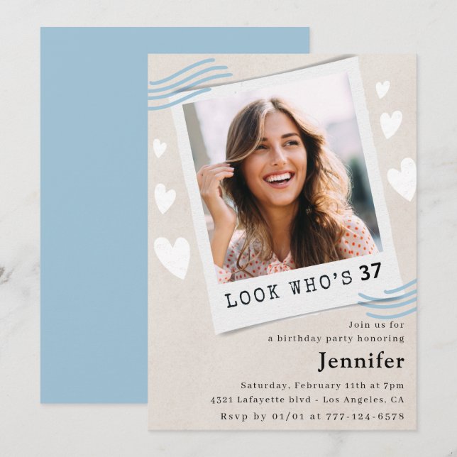 Cartes d'invitation drôles pour ses 37 ans Photo p (Devant / Derrière)